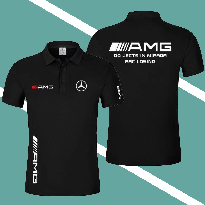 AMG賓士logo男士短袖polo衫夏季新款翻領4S店工作服工裝T恤