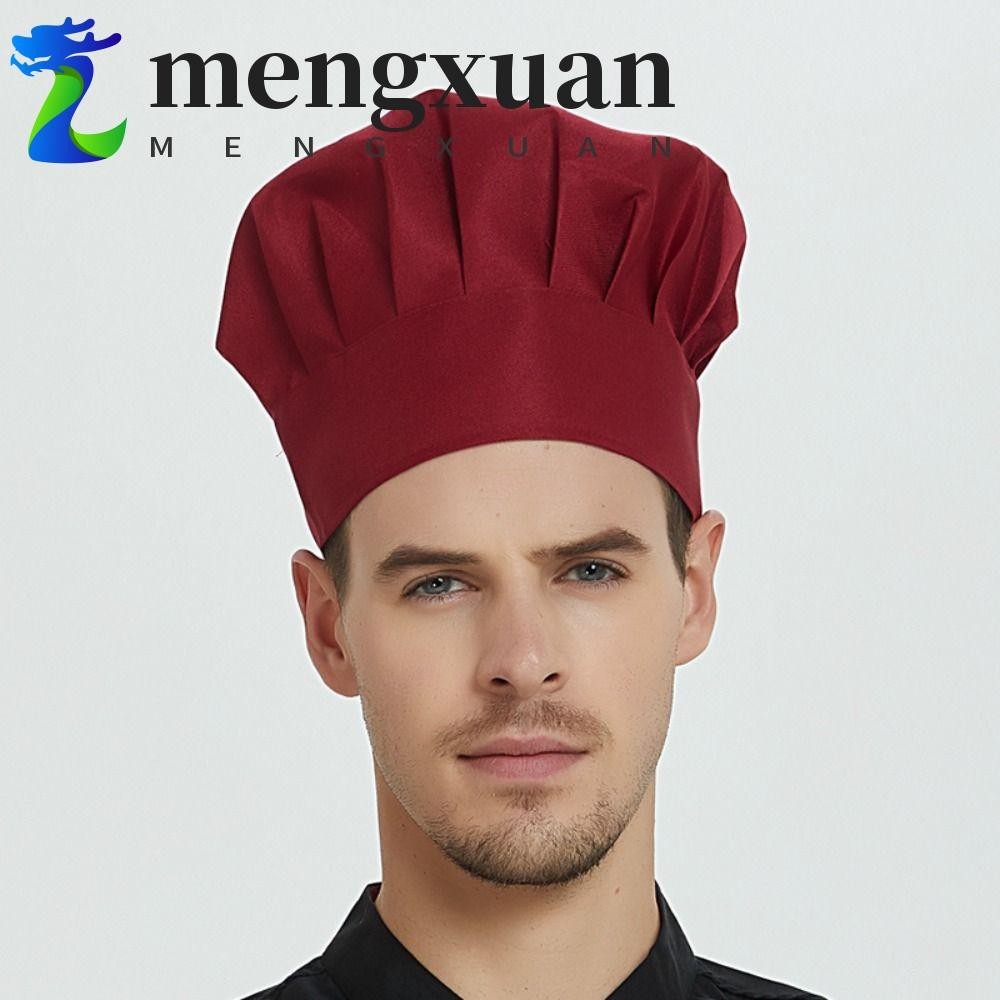 MENGXUAN廚師帽,可恢復的可水洗蘑菇帽,餐飲服務配件白色可調耐用烹飪帽麵包店