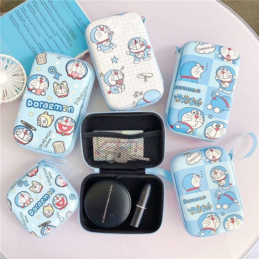 哆啦A夢叮噹貓耳機數據線收納包盒充電器電源包便攜卡通零錢包潮