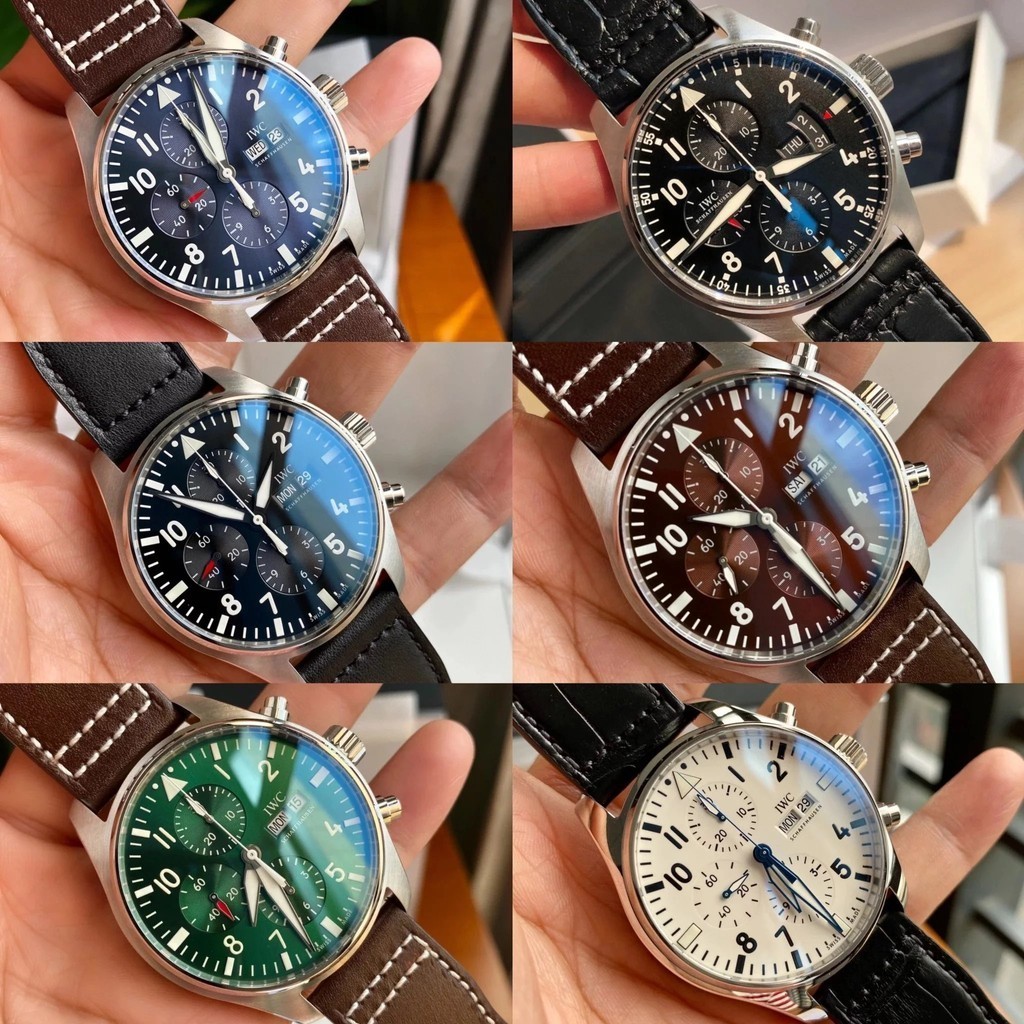 原單品質 飛行員計時腕錶 手錶搭載瑞士Eta-7750自動機械機芯機械錶 正裝表配鱷魚皮錶帶 防眩目藍寶石玻璃 正裝43
