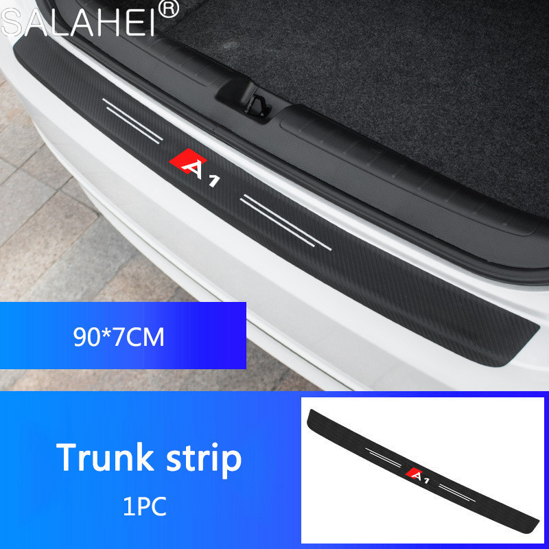汽車門檻碳纖維門檻後備箱保險槓貼紙保護條適用於奧迪 SLINE RS S TT QUATTRO A1 A2 A3 A4