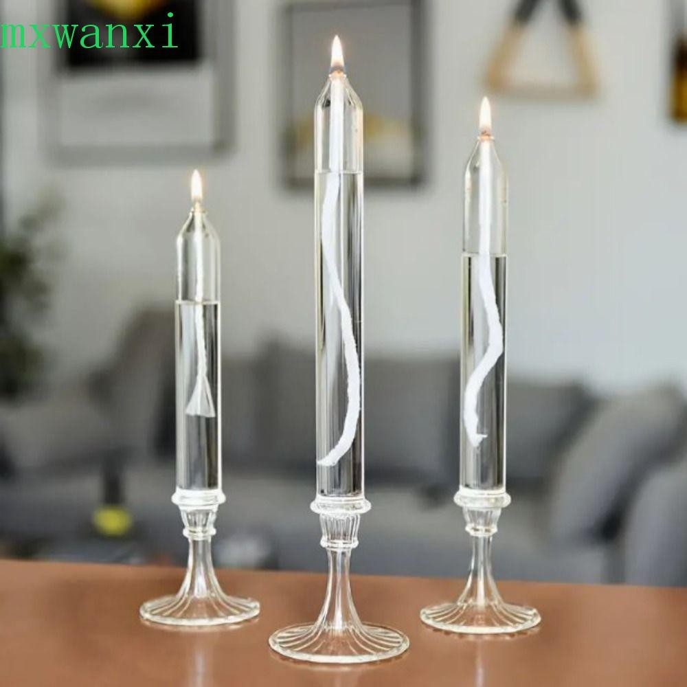 MXWANXI油燈燭台,玻璃透明玻璃燭檯燈,燭台北歐簡單無煙透明燭台擺件桌面裝飾