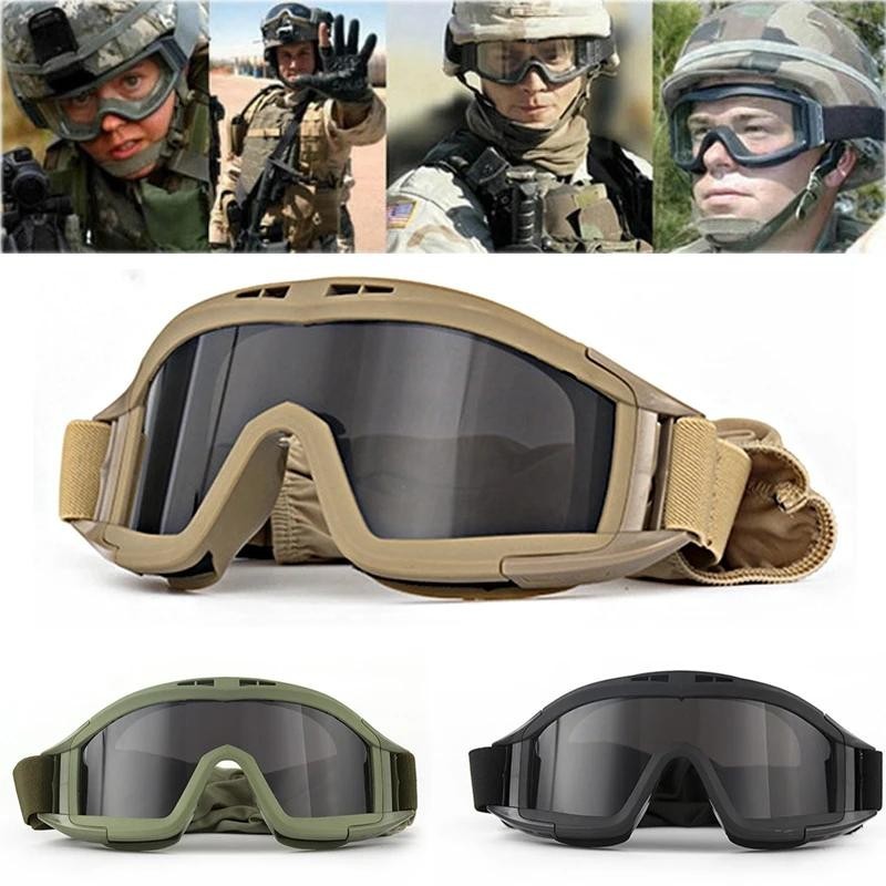 Jsjm氣槍戰術護目鏡3鏡片防風防塵射擊越野摩托車登山眼鏡cs安全防護