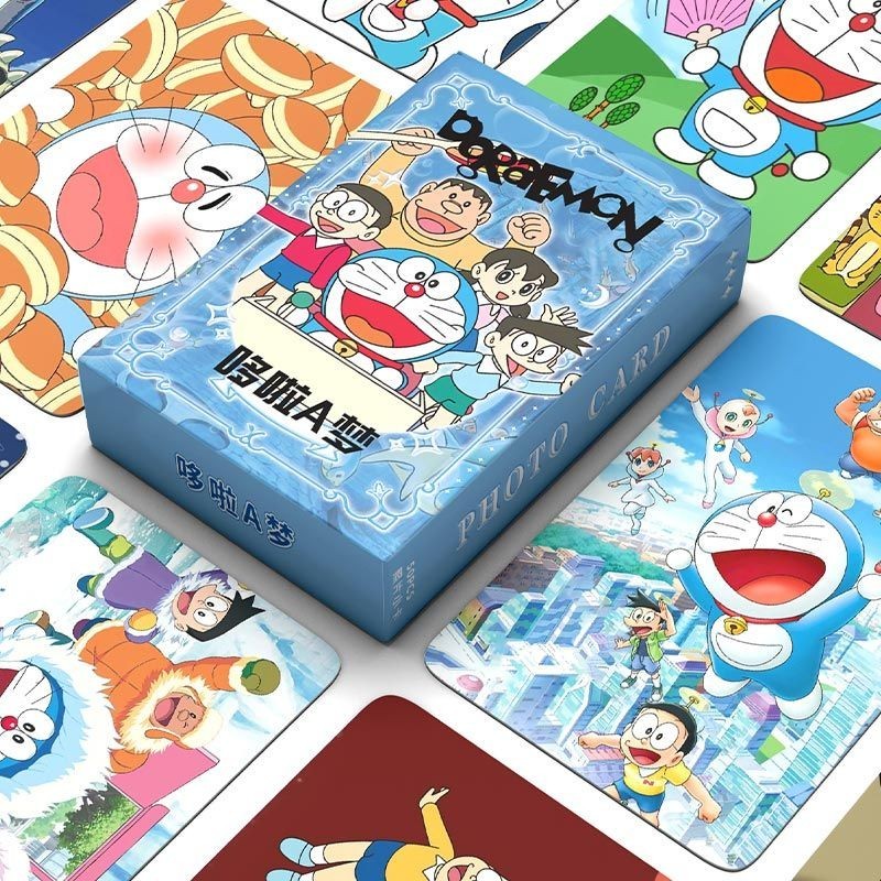 哆啦A夢卡片50張鐳射小卡圓角動漫可愛卡通周邊卡牌ins生日禮物Doraemon Card 50 laser small