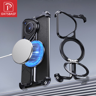 Oatsbasf 無邊框金屬手機殼內建支架適用於華為 pro 70 pro+/Pura 70 Ultra,氣囊軍用級散熱