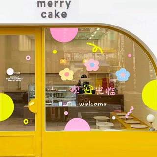 【現貨速發】韓系ins風北歐手繪靜電貼 奶茶櫥窗 服飾店玻璃裝飾(可撕不留膠+防水高透光) 網紅文青佈置神器 質感窗貼設