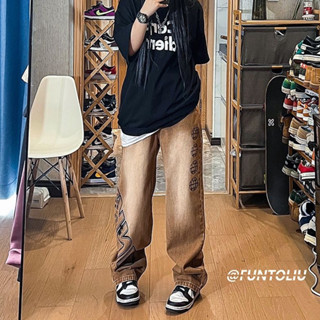 【現貨 24h】🔥vibe風褲子高街男夏季複古棕色牛仔褲美式oversize西海岸工裝褲潮 RBCT