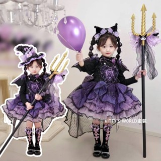 2025新款kuromi重工禮服女童紫色lolita生日公主裙萬聖節庫洛米cosplay服裝兒童衣服