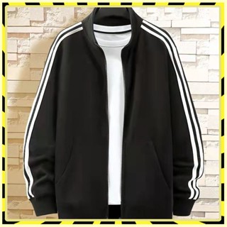 🌟全店免運🌟【店鋪熱銷】春鞦季男士夾剋外套立領休閒運動三道槓情侶外穿長袖開衫拉鏈衛衣💎品質保障💎