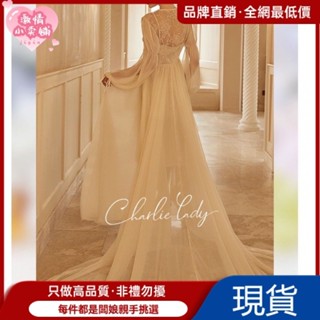 2024爆賣💯晨袍女新娘婚禮法式高階感長款拖尾睡衣春夏季結婚白色睡美人睡袍 JSMY