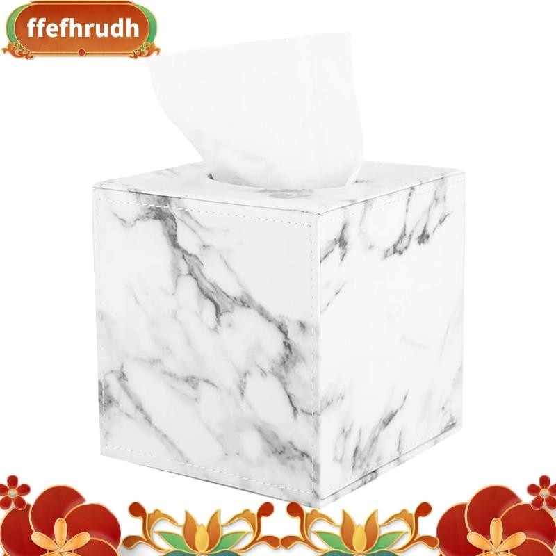 大理石方形方形方形紙巾盒 PU 皮革捲紙架衛生紙盒餐巾紙盒蓋儲物櫃毛巾盒 ffefhrudh