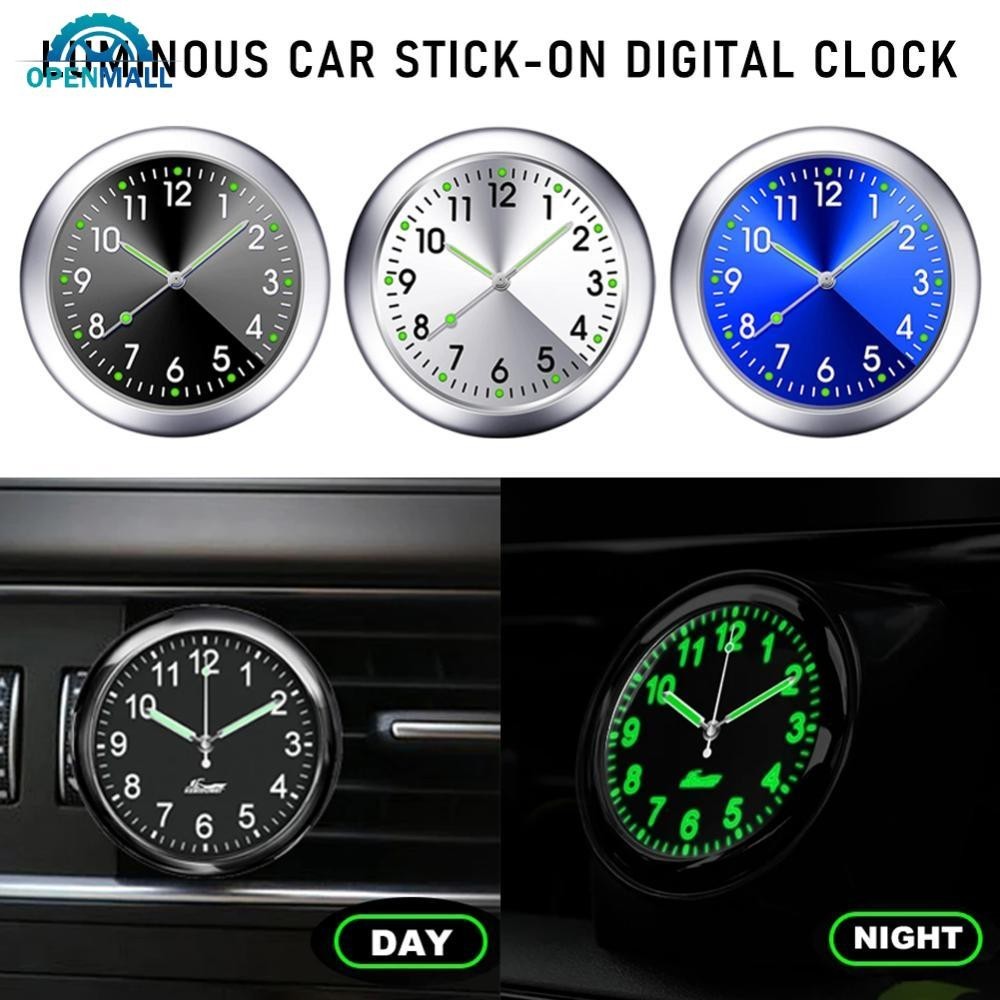 Openmall 40mm 夜光汽車時鐘粘貼式迷你數字手錶機械石英時鐘汽車裝飾品汽車汽車內飾配件 E5G6