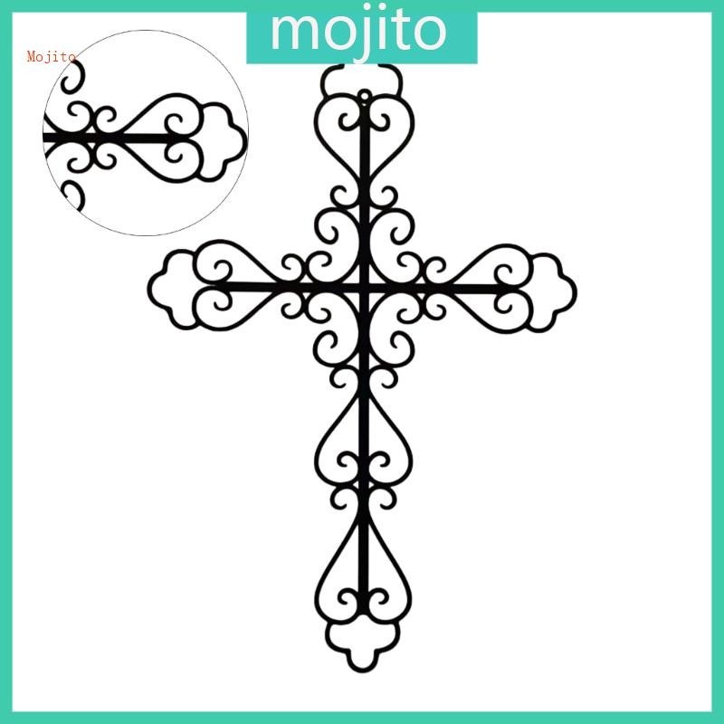 Mojito 宗教十字架金屬牆壁藝術裝飾鐵剪影裝飾牆壁標誌適用於家庭花園辦公室客廳 Indoo