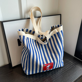 個性包包女士手提包條紋帆布女包克萊因藍大容量托特包包女時尚斜背包購物手提包