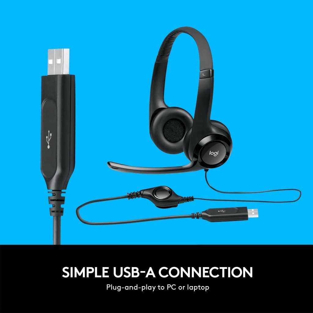 羅技 H390 有線耳機 USB 降噪耳機線控靜音按鍵辦公網課耳機