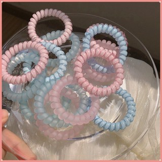 韓國粉紅色藍色電話線髮圈夏季女孩發繩橡皮筋