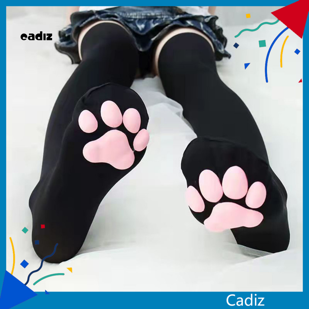 Cadi 貓服裝配飾貓爪毛茸茸襪子和手套卡哇伊貓爪絲襪手套套裝防滑萬聖節派對貓咪襪子女可愛貓咪角色扮演爪爪墊