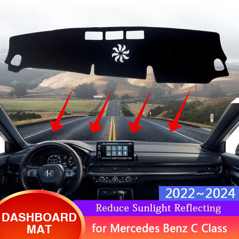 適用於奔馳 C 級 W206 2022-2024 汽車儀表板儀表板罩保護避免光墊汽車內飾配件