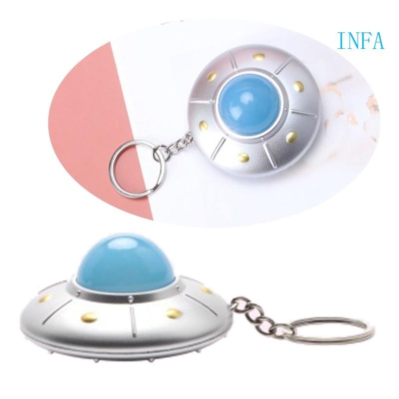 Inf 便攜式 UFO 形鑰匙圈迷你 LED 燈飛碟鑰匙扣包挂件
