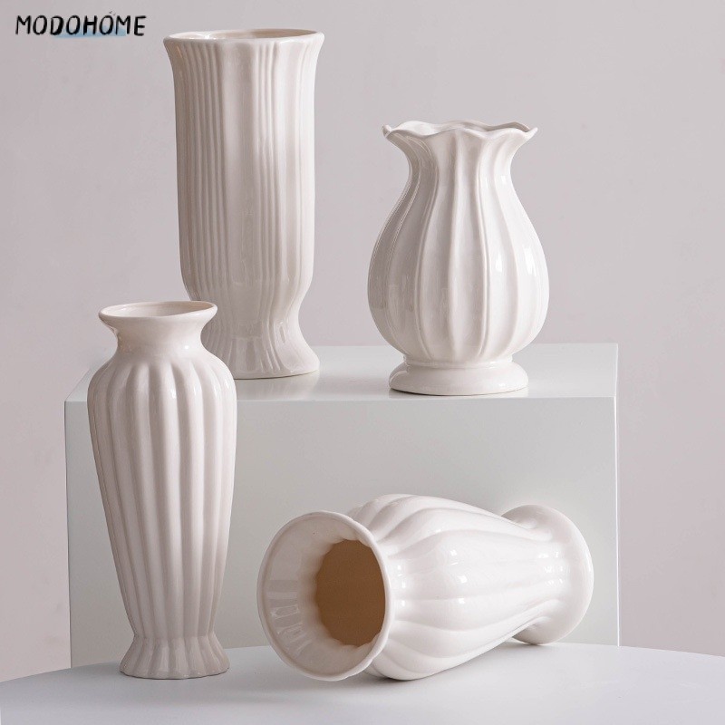 陶瓷花瓶,裝飾小花瓶,現代波西米亞花瓶,用於花壇,適合客廳書桌擱板裝飾(白色)