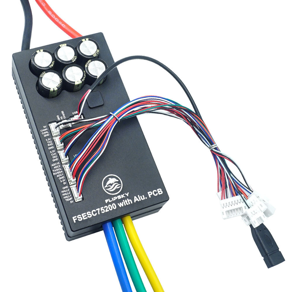 無刷電子調速 75200 14-84V(4-20S) 單驅動鋁板 300A ESC 電動衝浪板機器人控制器