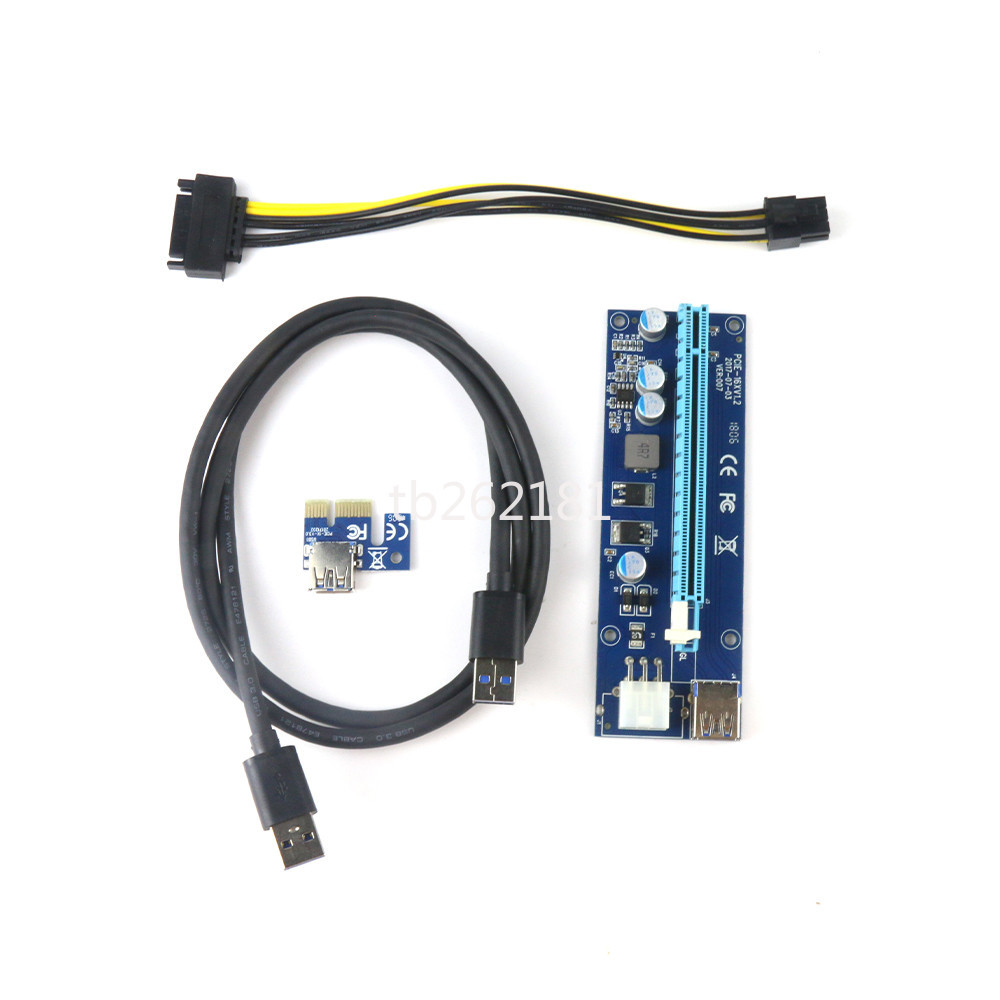 【量大價優】PCI-E延長線1X轉16X顯卡延長線USB/X1接口 帶SATA線/USB3.0數據線