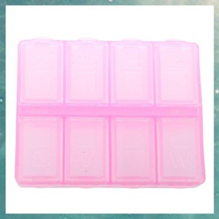 (W J N P )塑料長方形8格藥丸盒粉色
