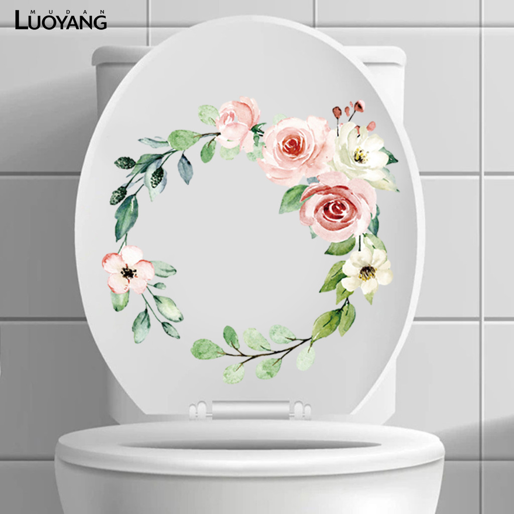 洛陽牡丹 彩繪植物花卉牡丹花衛生間馬桶貼浴室創意馬桶蓋自粘PVC貼畫
