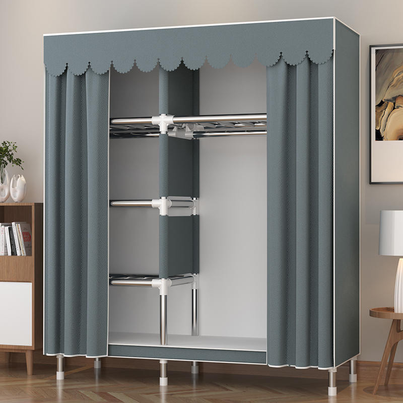 衣櫥 簡易衣櫃 家用臥室布衣櫃 結實 耐用 組裝衣櫃 簡約現代全鋼架衣櫥