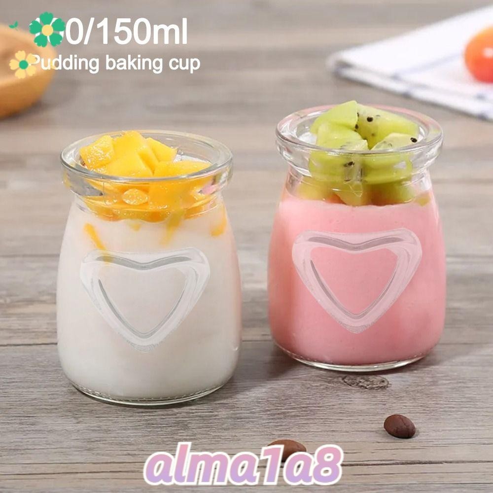 ALMA1A8100ML/150ML烘焙杯,心形分裝瓶布丁罐,經久耐用耐高溫帶蓋酸奶杯