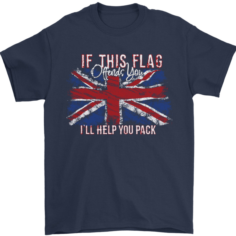 如果這枚旗幟偏離你,英國國旗男式 T 恤 100% 棉
