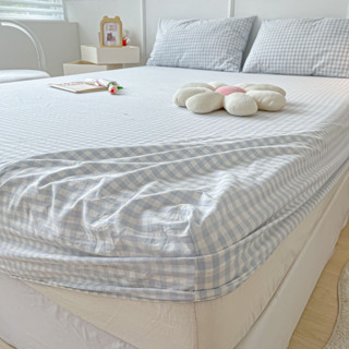 水洗棉格子床笠三件式 防滑式床單單件 席夢思床墊防塵罩保護套床罩 四季通用床包