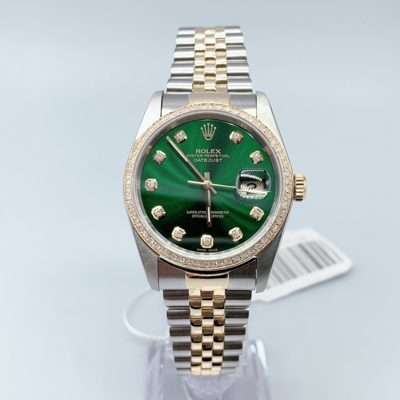 男表日誌型系列18k黃金鑲鑽自動機械手錶男士16233
