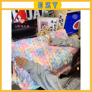 [EZY]台灣出貨 毛線材料包 DIY 毛綫鉤針 手指編織彩虹糖毯子材料包蓋毯被子手工diy編織圍巾送男女友閨蜜 編織