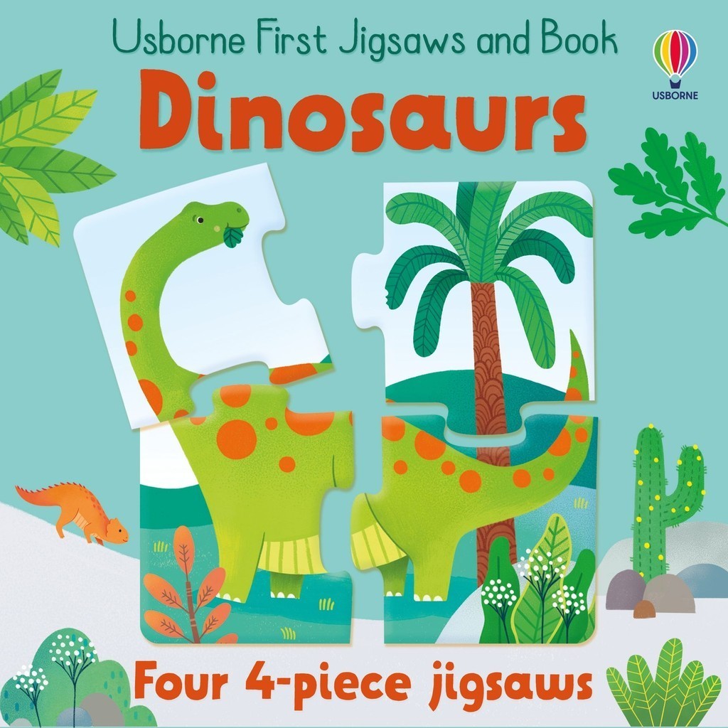 Usborne First Jigsaws: Dinosaurs (4款4片拼圖+書)(硬頁書)/Matthew Oldham Usborne First Jigsaws And Book 【禮筑外文