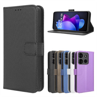 適用Tecno Spark Go 2023手機皮套鑽石紋翻蓋掛繩插卡保護殼外貿