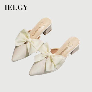 IELGY 新款時尚蝴蝶結鞋頭拖鞋2025低跟半拖鞋日系尖頭穆勒鞋