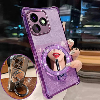 外殼 Realme C53 C51 NOTE 50 手機殼四角防摔電鍍帶美學鏡面支架TPU軟殼