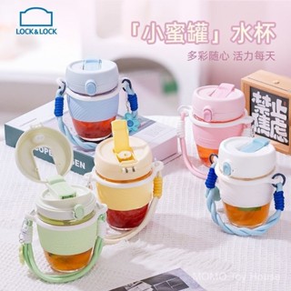 [百補品牌熱銷83.2萬件]樂扣樂扣雙飲杯玻璃杯高顔值帶吸管杯簡約咖啡杯可愛卡通手提杯子