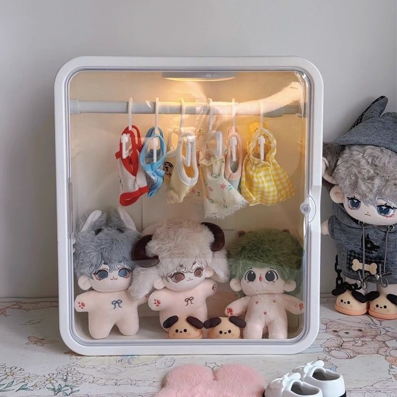 20cm棉花娃娃收納展示櫃10cm毛絨玩具箱BJD玩偶衣服鞋子整理盒子