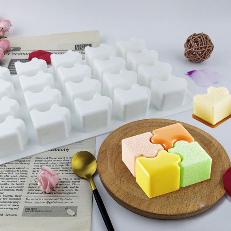 拼圖法式慕斯矽膠模具 卡通小甜點積木趣玩蛋糕 矽膠小蛋糕組合模