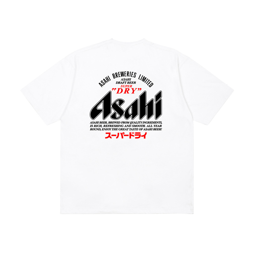 Asahi-朝日啤酒日文字母印花純棉短袖t桖潮牌情侶寬鬆百搭