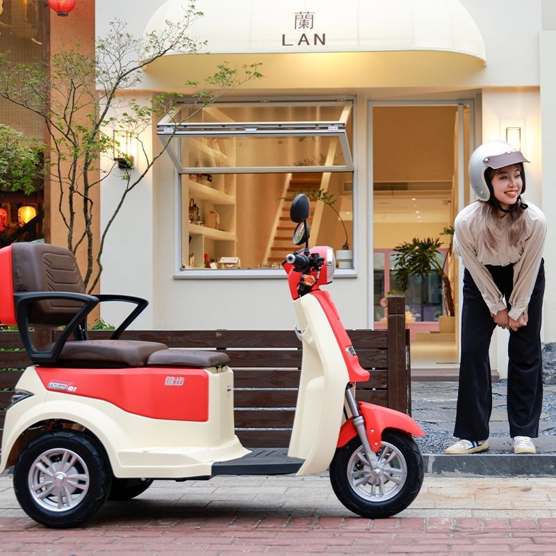 【臺灣專供】健步邁騎Q1上牌電動三輪車家用小型媽媽車雙人接送孩子代步車親子