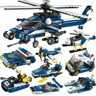 啟蒙積木1801風暴武裝直升機熱賣軍事八款合一益智力拼裝積木玩具