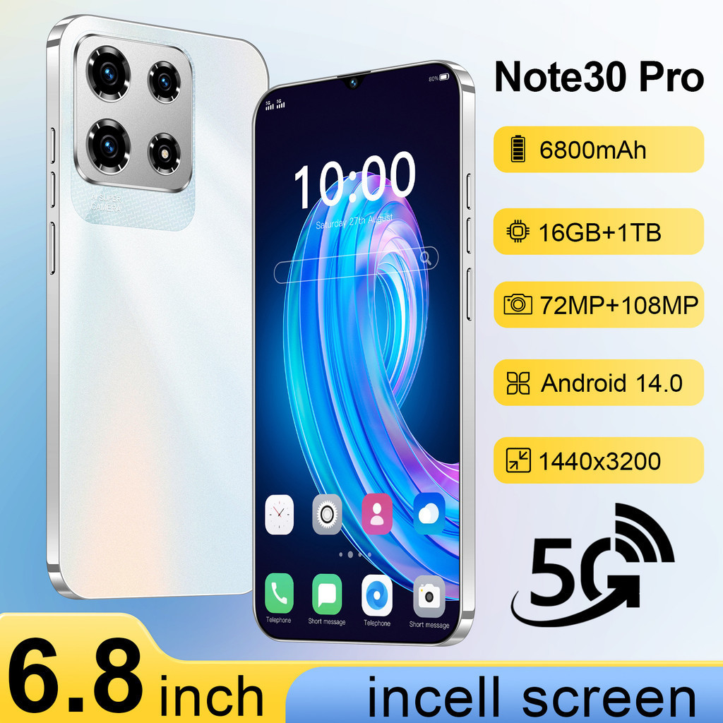 全新款手機Note30 Pro智能通話手機 6.8寸incell屏12+512G真4G全球版智能手機 繁體中文