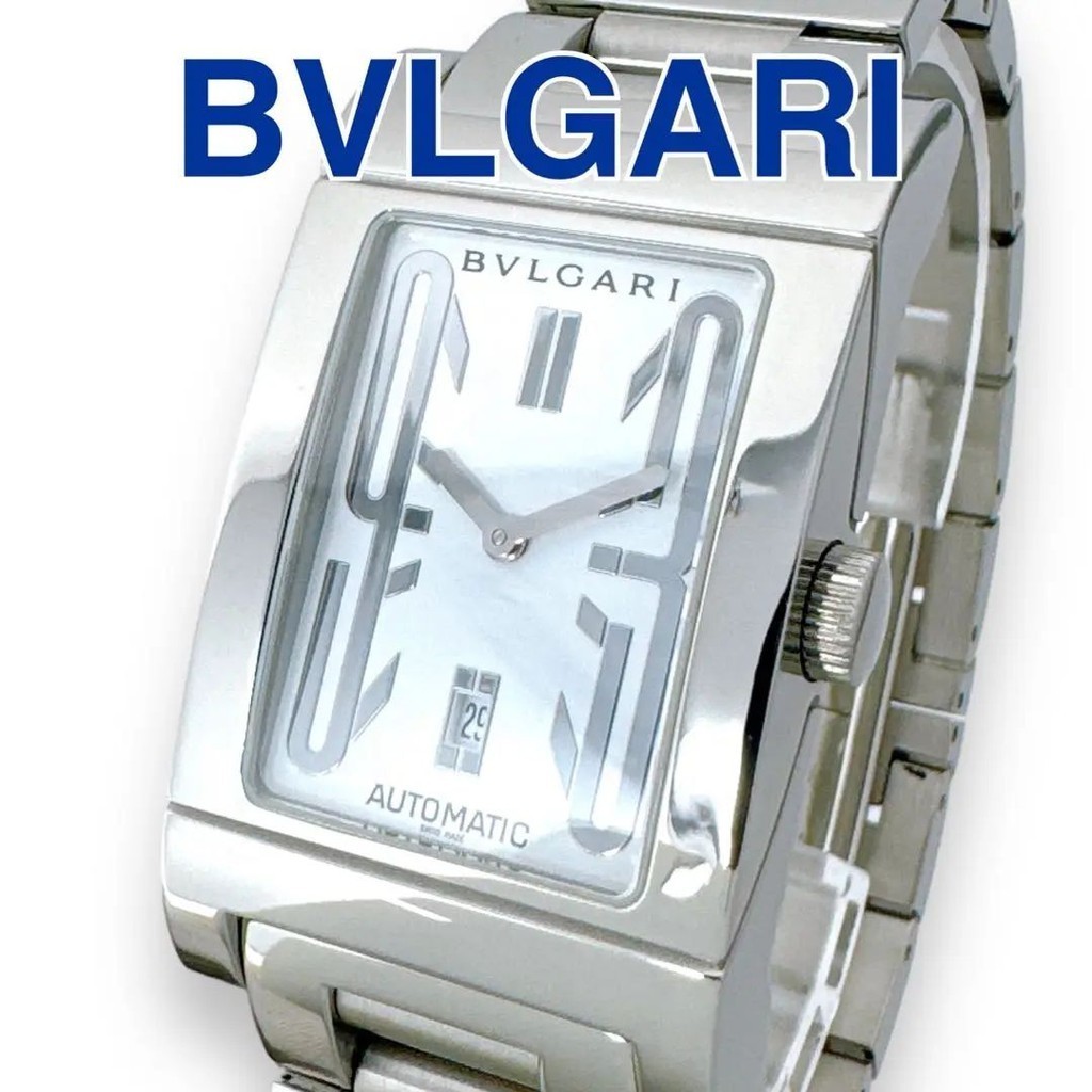 BVLGARI 寶格麗 手錶 Rettangolo 自動上鏈 男用 白色 日本直送 二手