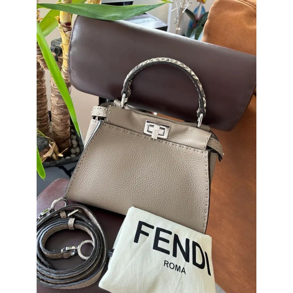 FENDI 芬迪 手提包 Selleria Peekaboo 灰色 迷你 mercari 日本直送 二手