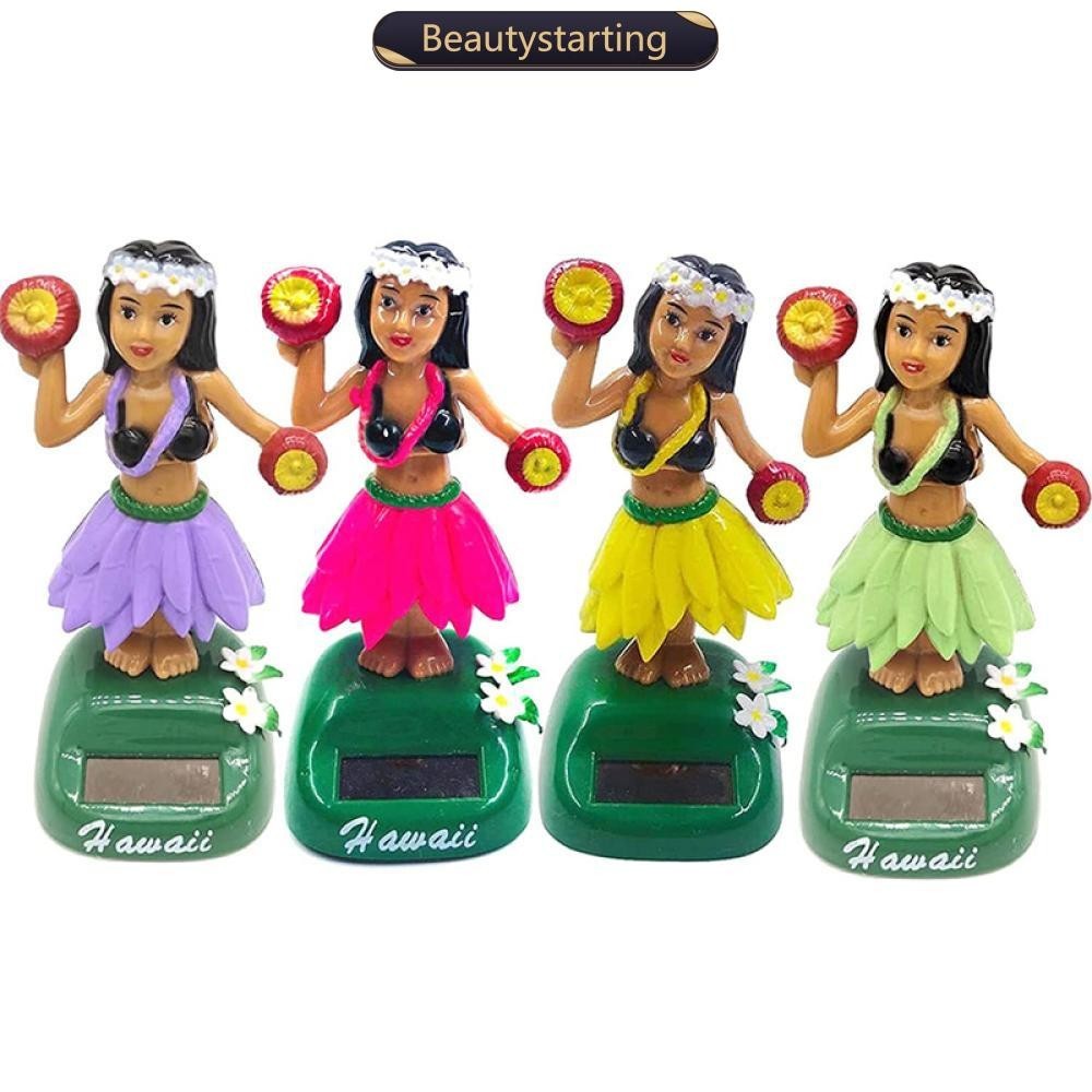 Beautystarting 太陽能搖頭搖擺夏威夷女孩汽車裝飾跳舞娃娃汽車配件太陽能玩具車掛飾 M3U6