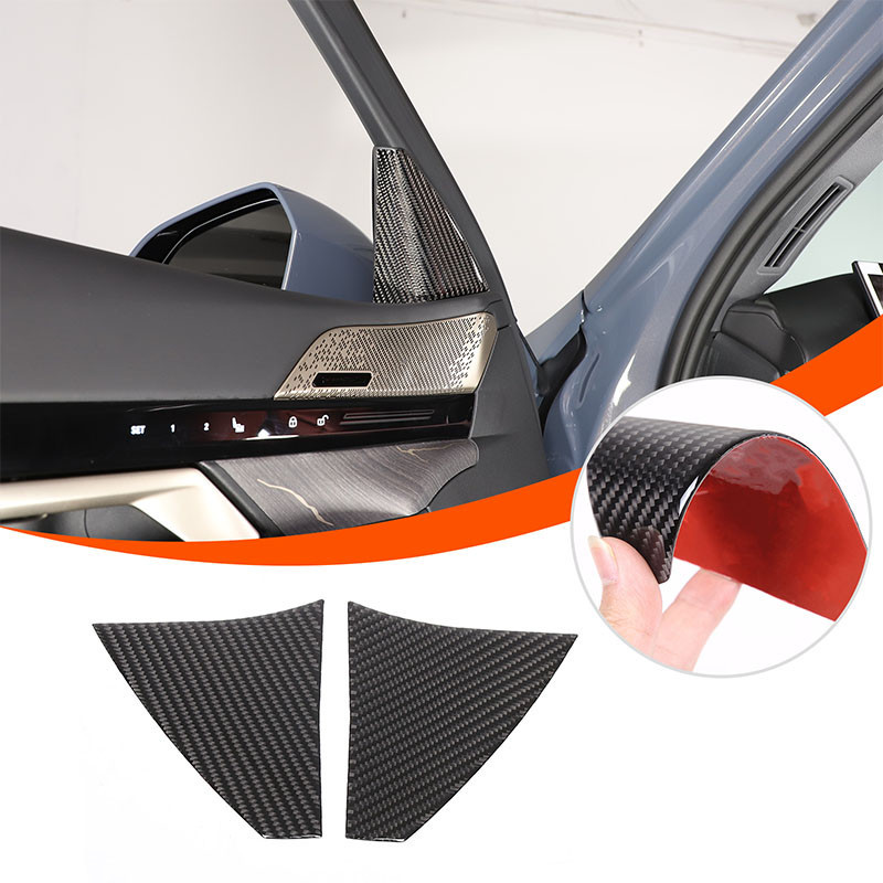 BMW 適用於寶馬 5 系 G60 2023+ 汽車內飾 A 柱裝飾貼紙軟碳纖維內飾配件