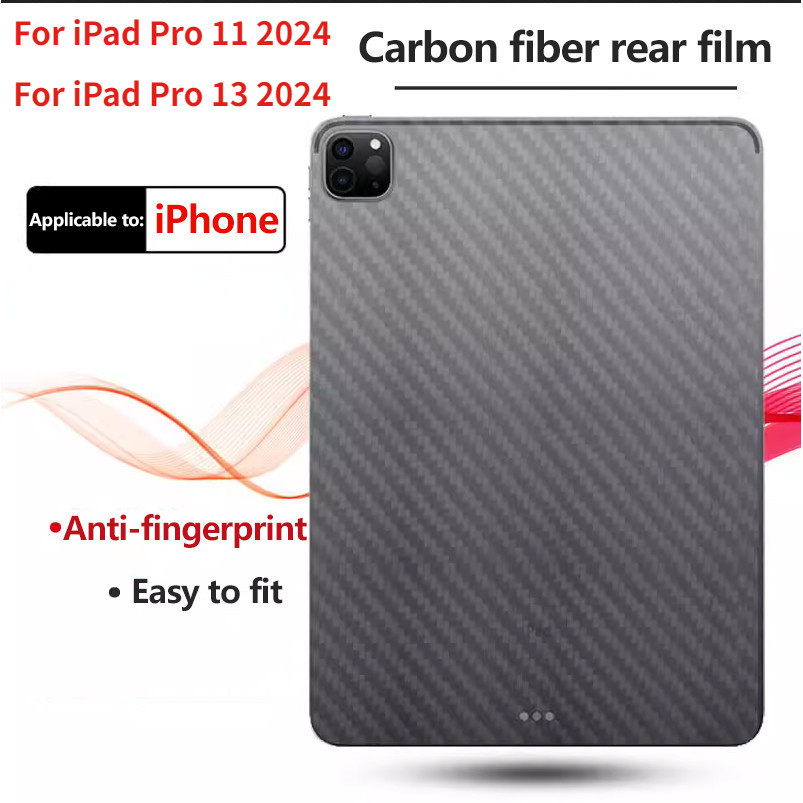 適用於 iPad Pro 12.9 Pro 11 2024 背面碳纖維膜蓋啞光屏幕保護膜適用於 iPad Pro 12.